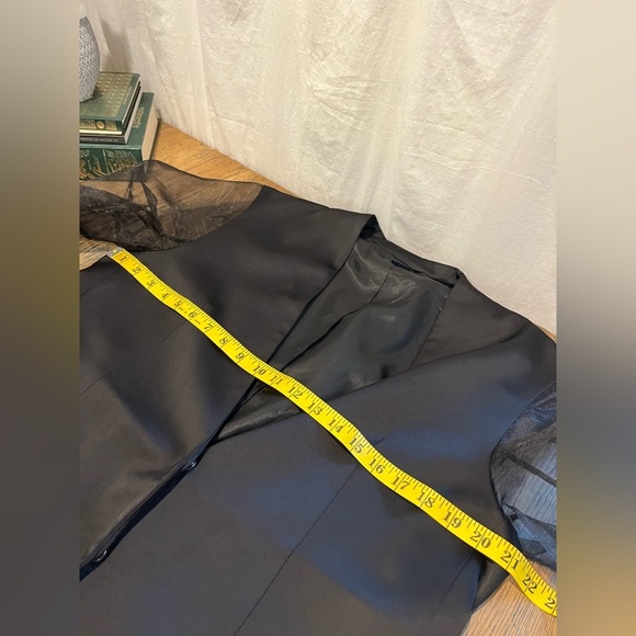 🖤 FRENCH CONNECTION – Black Sheer Sleeve Blazer 10 - Picture 7 of 9